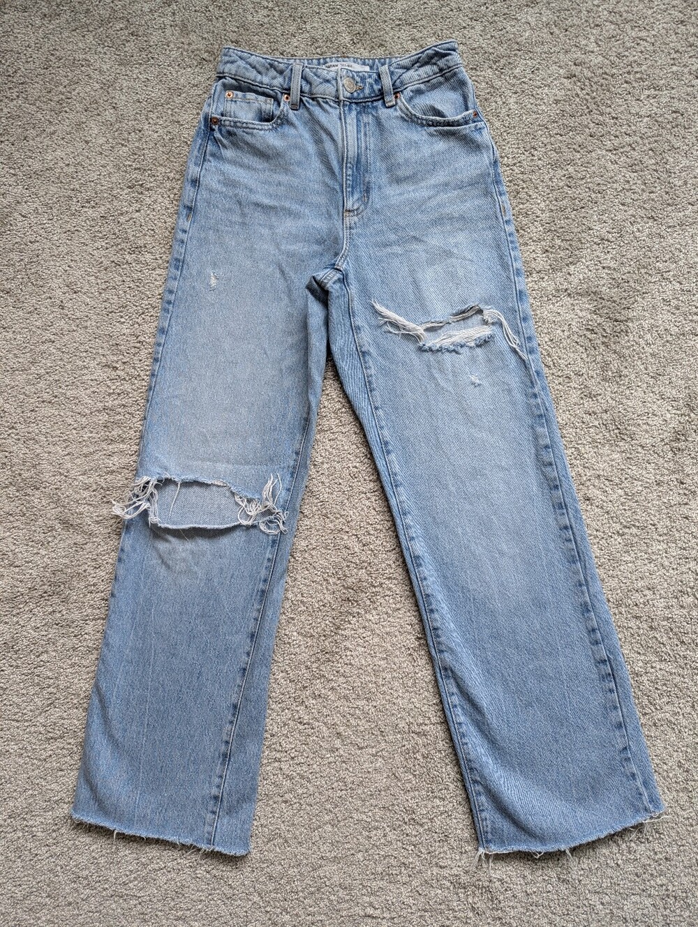 Garage Denim Wide Leg Light Blue Distressed Women's Jeans